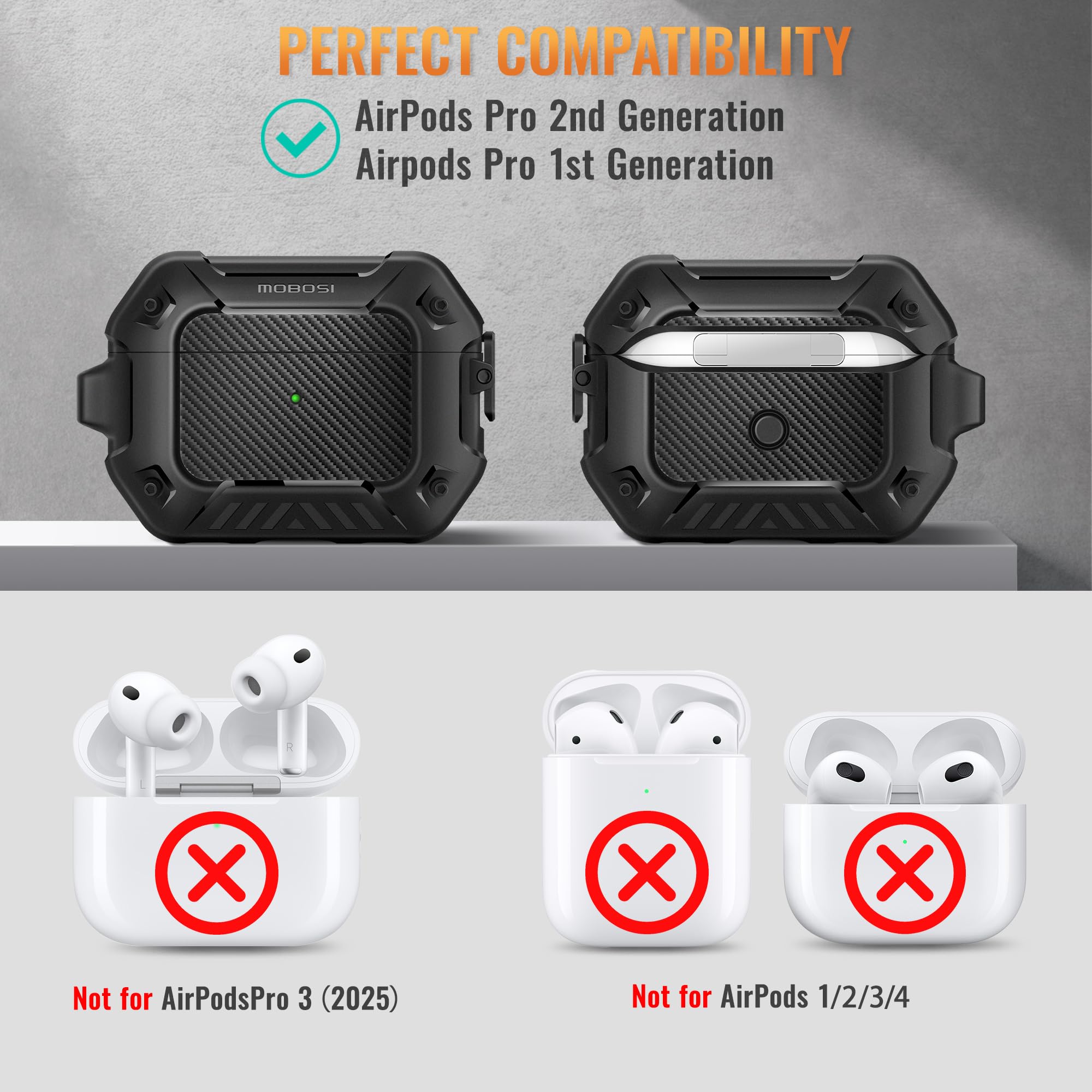 Amazon.com: MOBOSI for AirPods Pro 2 Case, Compatible with AirPod
